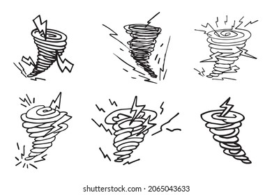 tornado set, storm, vector illustration.