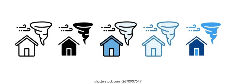 Conjunto de iconos de refugio de tornado Colección de estilo múltiple
