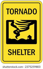 Tornado shelter sign and labels