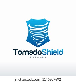 Tornado Shield logo designs concept vector, Shield logo template