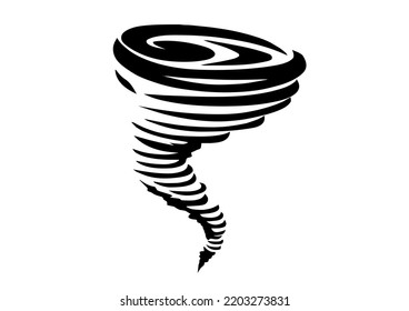 Tornado Silhouette, Isolated On White