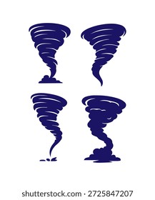 Tornado Silhouette Set bilden eine gefährliche Sturmwarnung