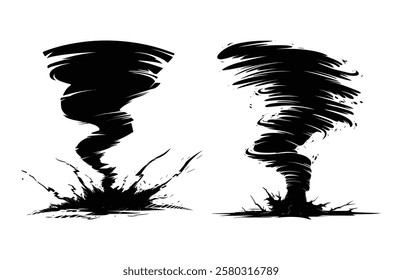 Tornado Silhouette Vector isolated on a white background