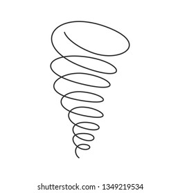 Tornado spiral continuous line with editable stroke isolated on white background.
