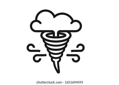  Icono de tormenta de tornado aislado en fondo blanco. Dibujo vectorial simple del tifón, el ciclón y el huracán