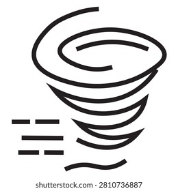 Tornado or tornado storm icon vector illustration with minimalist black outline design over white background.