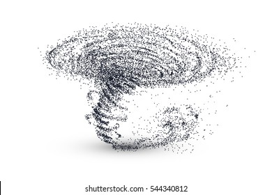 Tornado aislado en fondo blanco.Ilustración vectorial de dotwork