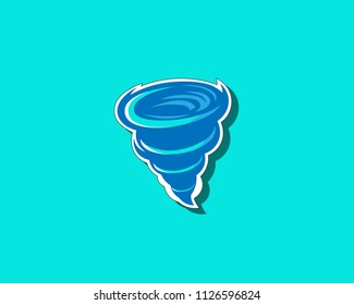 tornado storm vector illustration, blue sky background.