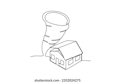 A tornado strikes the house. Hurricane one-line drawing