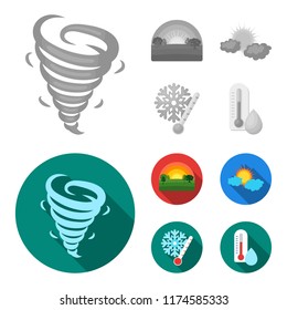 Tornado, sunrise, cloudiness, snow and frost. The weather set collection icons in monochrome,flat style vector symbol stock illustration web.