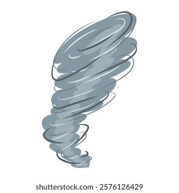 Tornado swirl in flat design. Danger atmosphere cyclone, swirl storm. Vector illustration isolated.