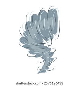 Tornado swirl in flat design. Spiral shape hurricane, storm whirlpool. Vector illustration isolated.