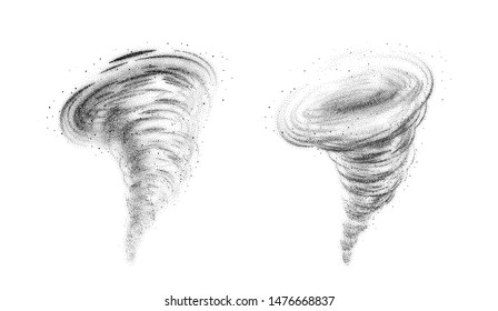 Tornado swirl. Set of vector illustrations on white background. RGB. Global color