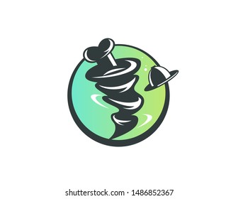 Tornado symbol with chef concept for food logo or sign