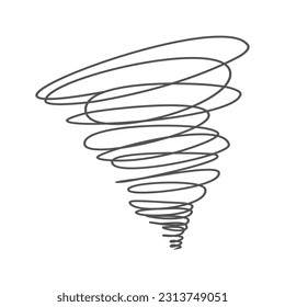 Símbolo de tornado. Huracán o doodle de tifón. Dibujo manual del ciclón