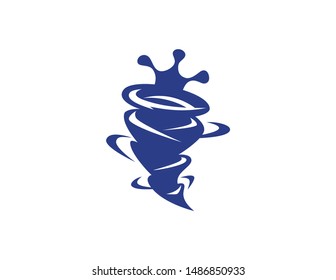Tornado symbol logo vector with crown. king tornado illustration symbol