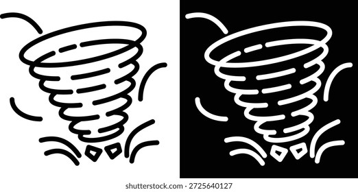 Versión de dos tonos del tornado en el fondo blanco y negro