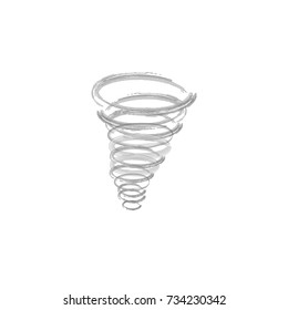 Tornado vector. Transparent storm twister. Swirl tornado air effect. Tornado symbol isolated on yellow background. Typhoon vector illustration