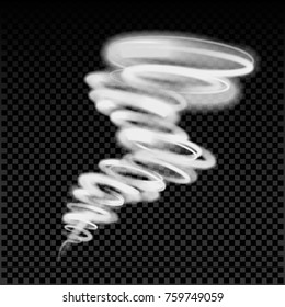 Tornado vector. Transparent storm twister.