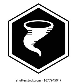 Tornado Warning Alert Sign, Tropical Cyclone Vector Glyph Icon Design, Extreme Weather Condition Symbol, 