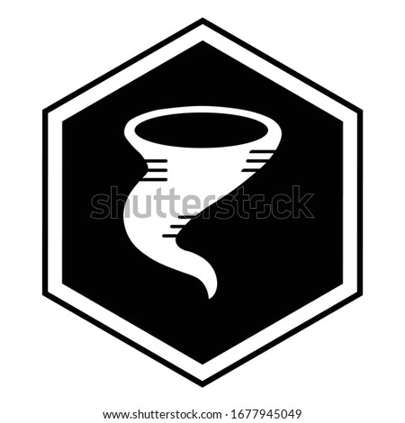 Tornado Warning Alert Sign, Tropical Cyclone Vector Glyph Icon Design, Extreme weather Condition Symbol, 
