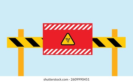 Tornado warning caution alert board illustration