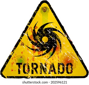 tornado warning sign, heavy weathered, vector eps 10