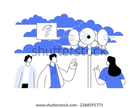Tornado warning siren abstract concept vector illustration. Group of people hearing tornado alarm system, announcement about natural catastrophe, environmental problem industry abstract metaphor.