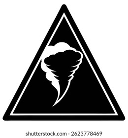 Tornado Warning Triangle Icon in Silhouette Style