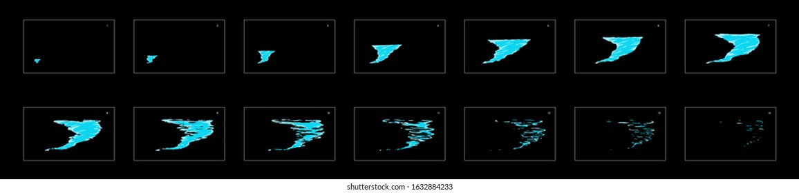 Tornado water effect. Tornado effect frame by frame animation sprite sheet. classic animation for game development, motion graphic or mobile games.