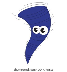 Tornado weather funny smiling and happy cartoon. Outlined illustration with thin line black stroke
