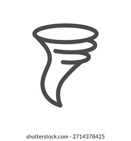Icono de Clima Tornado. Ilustración de nube de embudo de línea delgada para el concepto de alerta de Clima extremo, ciclón y severo. Símbolo de Vector de contorno aislado, pictograma de trazo editable
