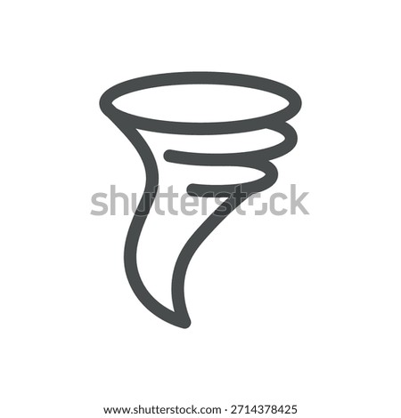 Tornado Weather Icon. Thin Line Funnel Cloud Illustration for Extreme Wind, Cyclone and Severe Weather Alert Concept. Isolated Outline Vector Symbol, Editable Stroke Pictogram