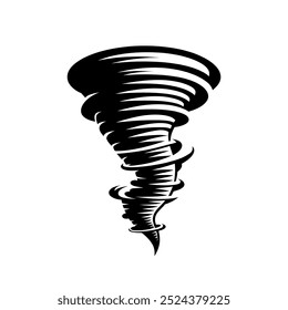 Ícone de tornado ou turbilhão. Símbolo de vento, torção ou furacão. Sinal de tempestade. Ilustração vetorial