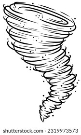 Tornado whirlwind vector icon. Storm hurricane silhouette illustration. Swirl air cyclone weather spiral symbol. Nature disaster black line vortex isolated on white background.
