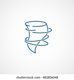 Tornado Wind Blue Line Icon On White Background