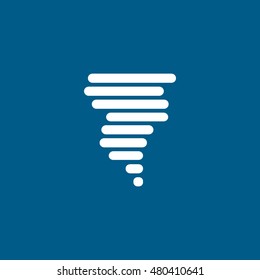 Tornado Wind Flat Icon On Blue Background