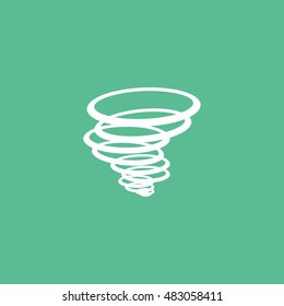 Tornado Wind Flat Icon On Green Background