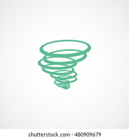 Tornado Wind Green Flat Icon On White Background