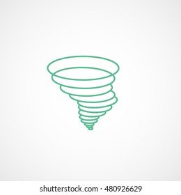 Tornado Wind Green Line Icon On White Background