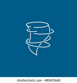 Tornado Wind Line Icon On Blue Background