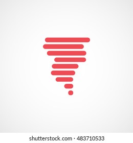 Tornado Wind Red Flat Icon On White Background