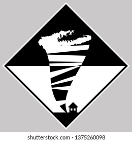 Tornado zone.Sign.
Illustrative graphics, a rectangular sign informing about a dangerous natural 

phenomenon. - Shutterstock ID 1375260098