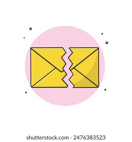 Torned Mail Envelope Vector Illustration. Newsletter Concept Design