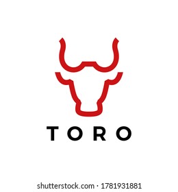 toro bull head line logo vector icon illustration