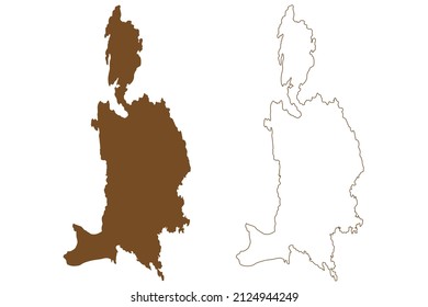 Toro island (Kingdom of Sweden) map vector illustration, scribble sketch Torö map