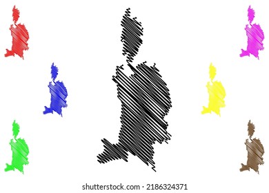 Toro island (Kingdom of Sweden) map vector illustration, scribble sketch Torö map