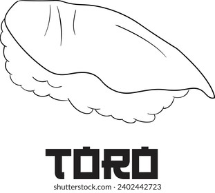 Toro Tuna Sushi Variant Black and White Vector Line Art Illustration