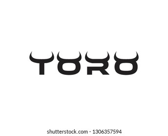 toro typography wordmark with horn logo icon vector template