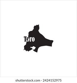 Toro Uganda map and black lettering design on white background